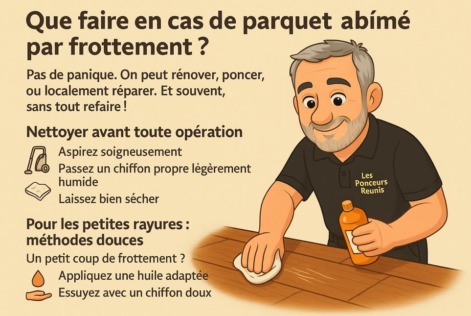 Parquet abîmé par frottement