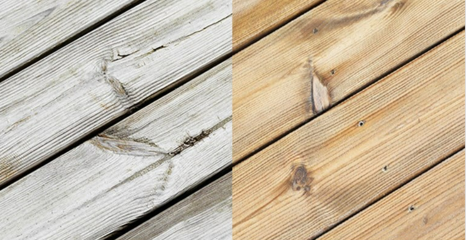 Rénovation de terrasse en bois avant/après