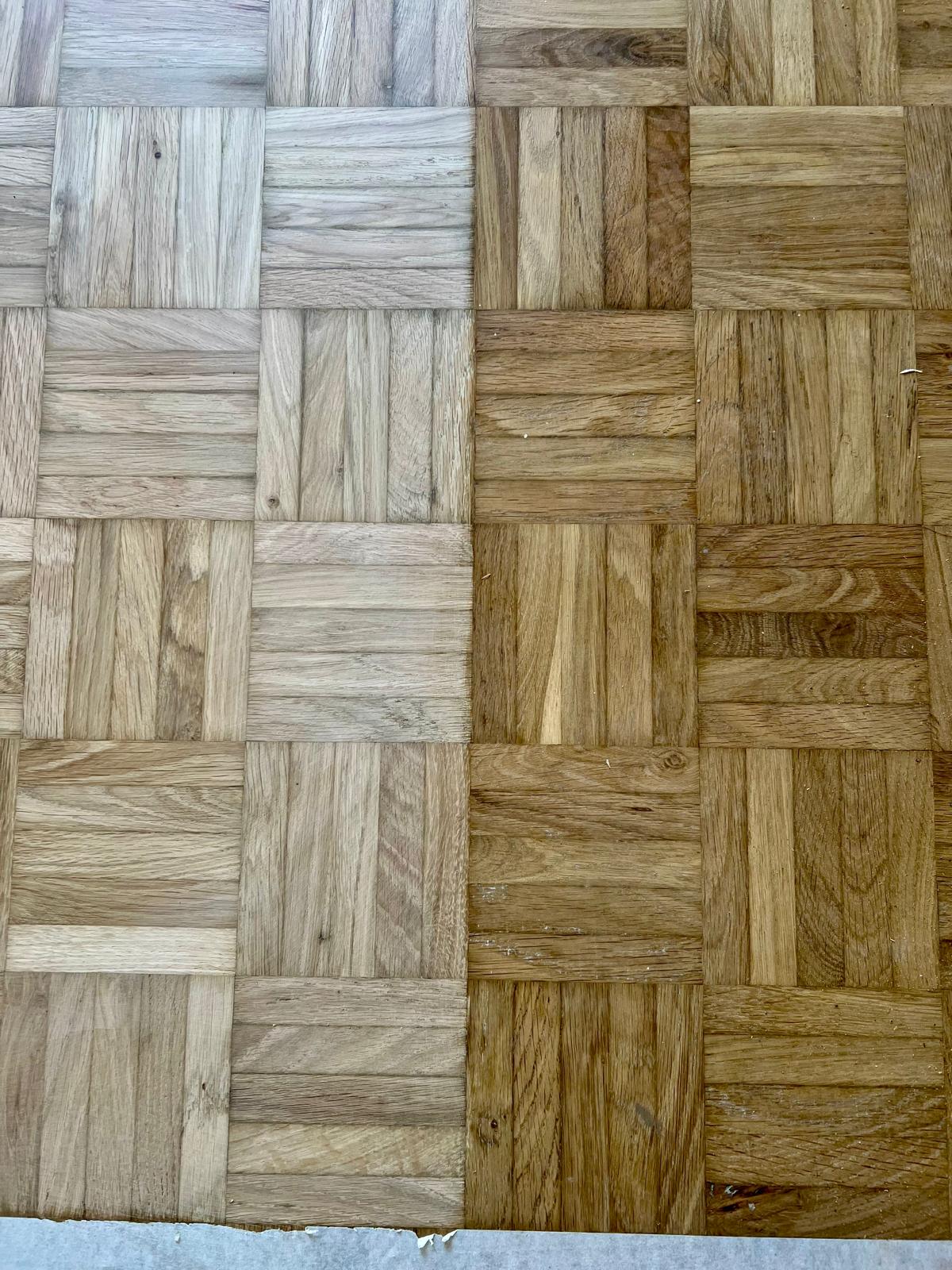 Parquet mosaïque décollé avant rénovation